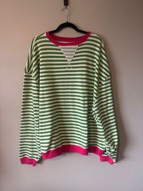 Free People We The Free Classic Striped Oversized Crewneck Sweatshirt